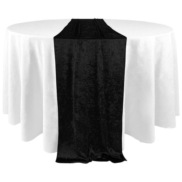 Premium Crushed Velvet Table Runner, 12 x 108 inch-Set of 1-Koyal Wholesale-Black-