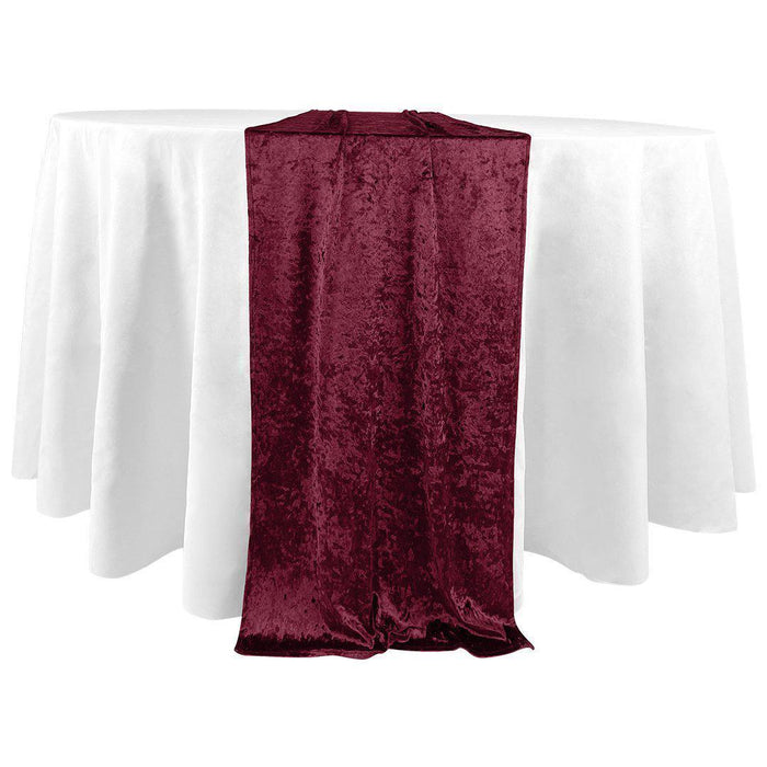 Premium Crushed Velvet Table Runner, 12 x 108 inch-Set of 1-Koyal Wholesale-Burgundy-