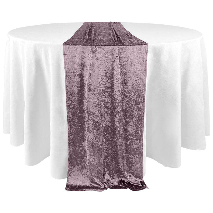 Premium Crushed Velvet Table Runner, 12 x 108 inch-Set of 1-Koyal Wholesale-Mauve-