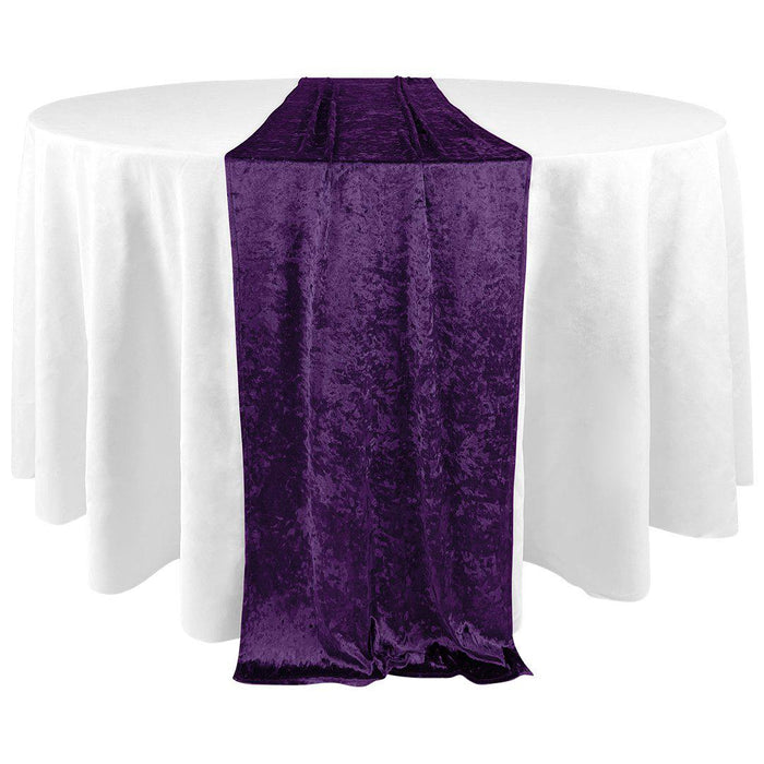 Premium Crushed Velvet Table Runner, 12 x 108 inch-Set of 1-Koyal Wholesale-Royal Purple-