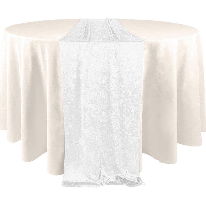 Premium Crushed Velvet Table Runner, 12 x 108 inch-Set of 1-Koyal Wholesale-White-