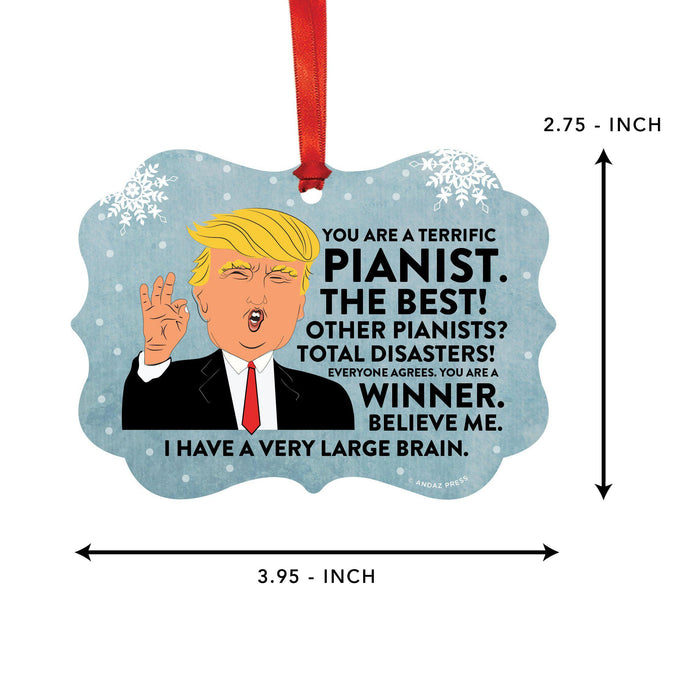 President Donald Trump Fancy Frame Christmas Ornament, Funny Metal Holiday Present Ideas Design 3-Set of 1-Andaz Press-Pianist-