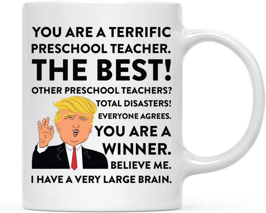 President Donald Trump Terrific Career Ceramic Coffee Mug Collection 3-Set of 1-Andaz Press-Preschool Teacher-