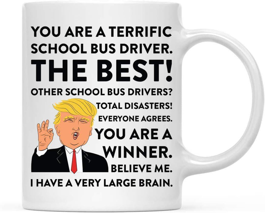 President Donald Trump Terrific Career Ceramic Coffee Mug Collection 3-Set of 1-Andaz Press-School Bus Driver-