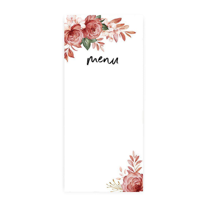 Printable Wedding Paper Menu Cards for DIY Printer for Dinner Table Place Settings Design 2-Set of 52-Andaz Press-Boho Floral-