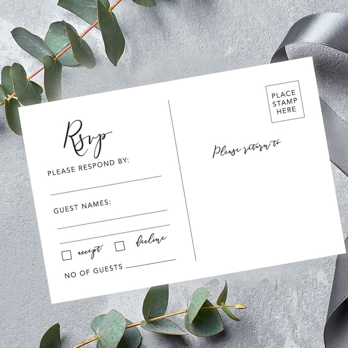 RSVP Postcards for Wedding Cardstock Response Reply Cards-Set of 56-Andaz Press-Minimal Modern-