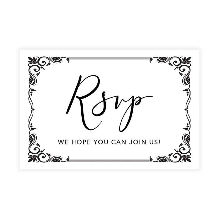 RSVP Postcards for Wedding Cardstock Response Reply Cards-Set of 56-Andaz Press-Art Deco Frame-