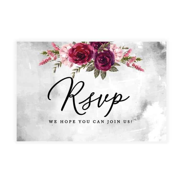 RSVP Postcards for Wedding Cardstock Response Reply Cards-Set of 56-Andaz Press-Fall Burgundy Florals-