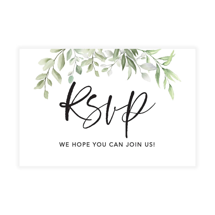 RSVP Postcards for Wedding Cardstock Response Reply Cards-Set of 56-Andaz Press-Greenery Leaves-