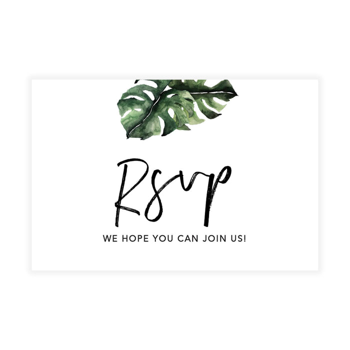 RSVP Postcards for Wedding Cardstock Response Reply Cards-Set of 56-Andaz Press-Monstera Leaf-