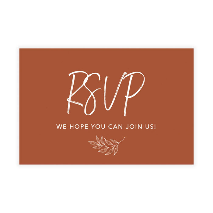 RSVP Postcards for Wedding Cardstock Response Reply Cards-Set of 56-Andaz Press-Terracotta Line Design-