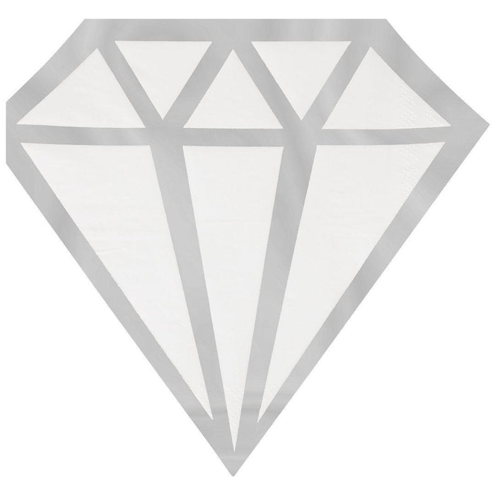 Real Foil Diamond Cocktail Napkins-Set of 50-Andaz Press-Silver-