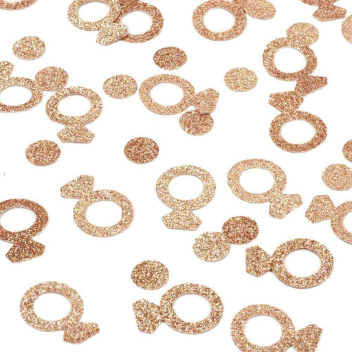 Real Glitter Diamond Ring Confetti-Set of 100-Andaz Press-Rose Gold-