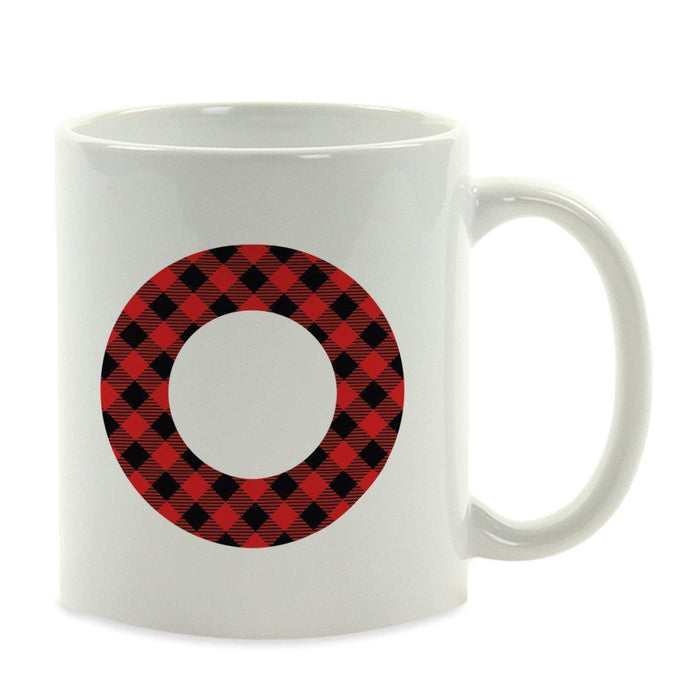 Red Plaid Monogram Letter Ceramic Coffee Mug-Set of 1-Andaz Press-Letter O-