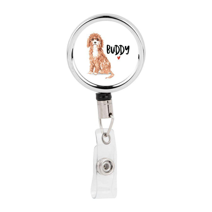 Retractable Badge Reel Holder With Clip, Custom Name Pet Dog Lover Collection 1-Set of 1-Andaz Press-Cavapoo-