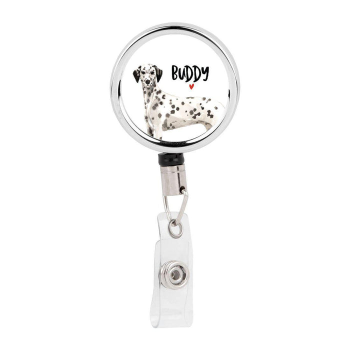 Retractable Badge Reel Holder With Clip, Custom Name Pet Dog Lover Collection 2-Set of 1-Andaz Press-Dalmatian-