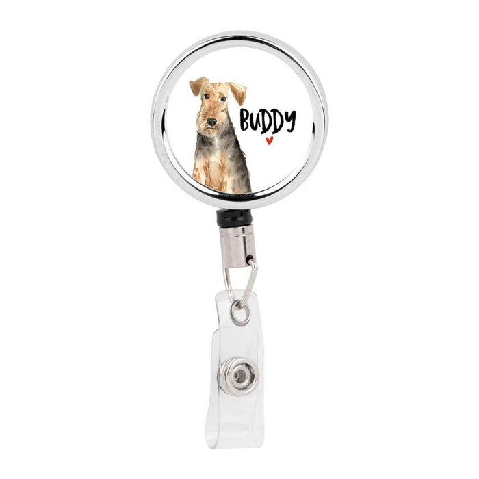 Retractable Badge Reel Holder With Clip, Custom Name Pet Dog Lover Collection 2-Set of 1-Andaz Press-Weimaraner-