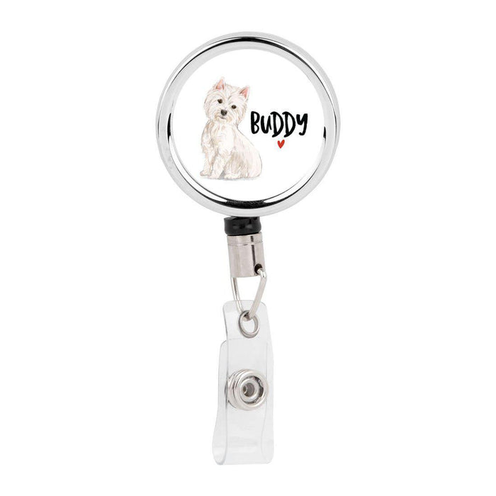 Retractable Badge Reel Holder With Clip, Custom Name Pet Dog Lover Collection 2-Set of 1-Andaz Press-Welsh Terrier-