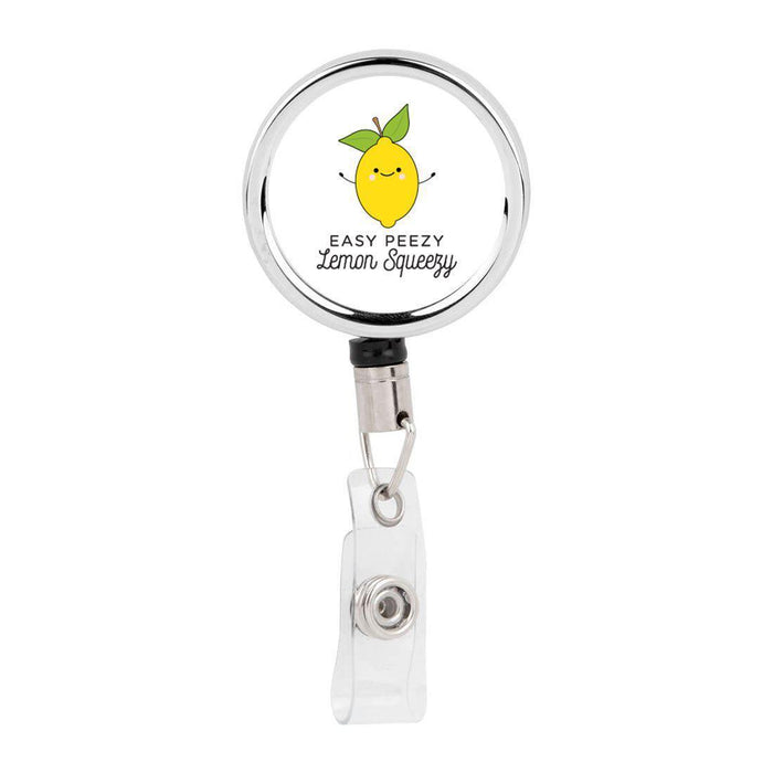 Retractable Badge Reel Holder With Clip, Funny Food Pun Anime-Set of 1-Andaz Press-Lemon Squeezy-
