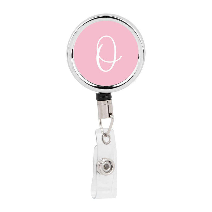 Retractable Badge Reel Holder With Clip, Monogram Pink Letter Floral-Set of 1-Andaz Press-O-