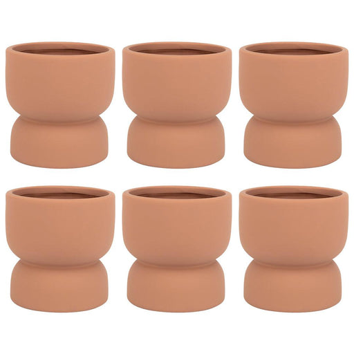 Round Ceramic Floating Candle Holders Terracotta Clay Candle Holders Small Floral Bud Vases-Set of 6-Koyal Wholesale-Terracotta-