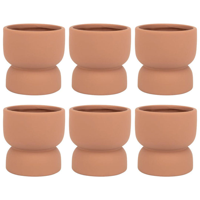 Round Ceramic Floating Candle Holders Terracotta Clay Candle Holders Small Floral Bud Vases-Set of 6-Koyal Wholesale-Terracotta-