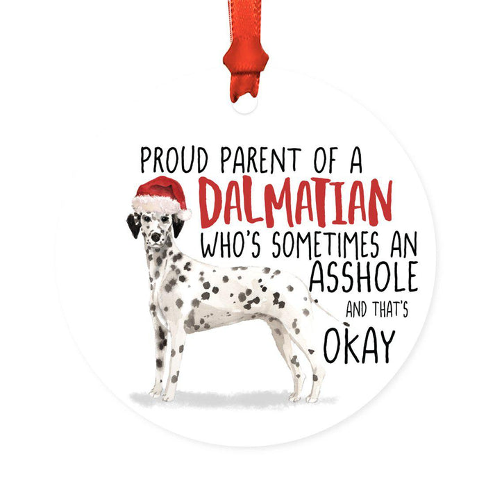Round MDF Natural Wood Christmas Tree Ornament Dog Lover's Gift, Watercolor Design 1-Set of 1-Andaz Press-Dalmatian-