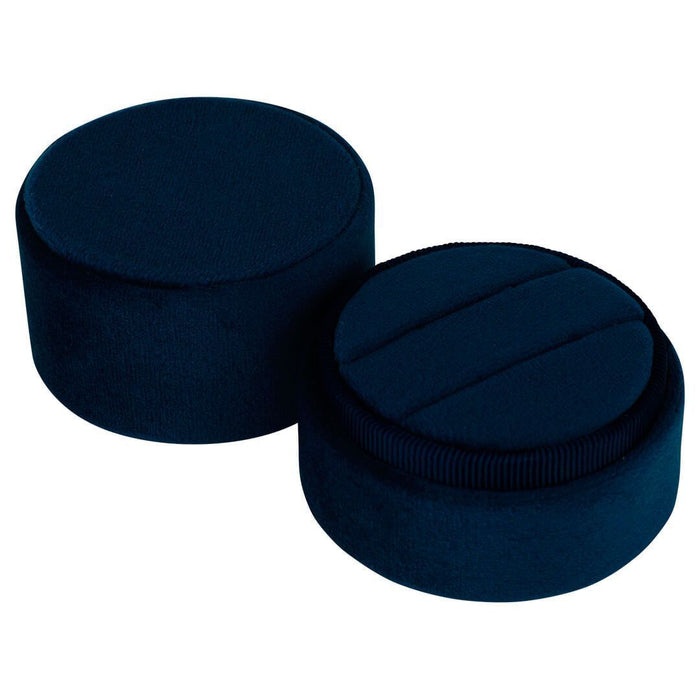 Round Velvet Ring Box-Set of 1-Koyal Wholesale-Navy Blue-