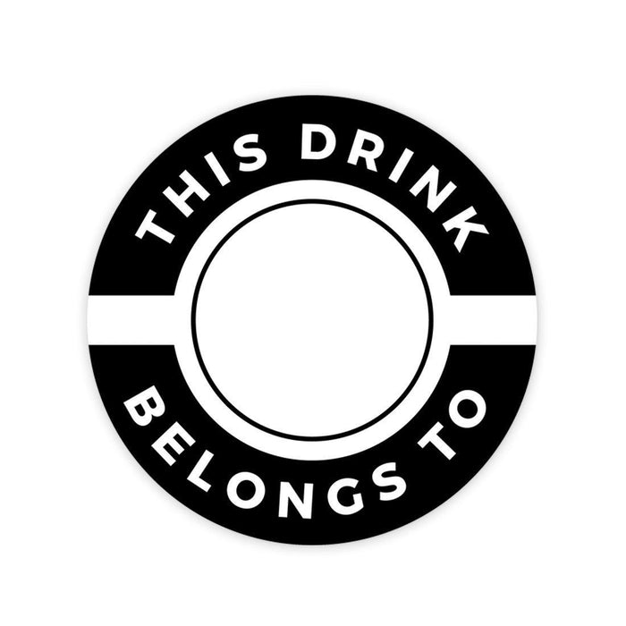 Round Vinyl Drink Stickers, This Drink Belongs To, Blank Drink Labels for Cocktail Party-Set of 80-Andaz Press-Bold This Drink Belongs To Design-