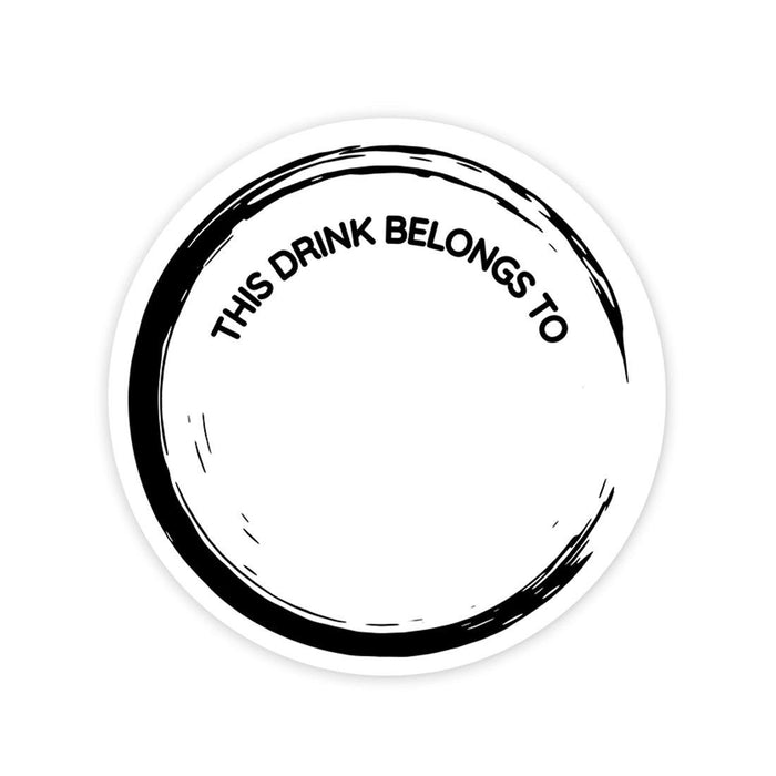 Round Vinyl Drink Stickers, This Drink Belongs To, Blank Drink Labels for Cocktail Party-Set of 80-Andaz Press-This Drink Belongs To Brushed Design-