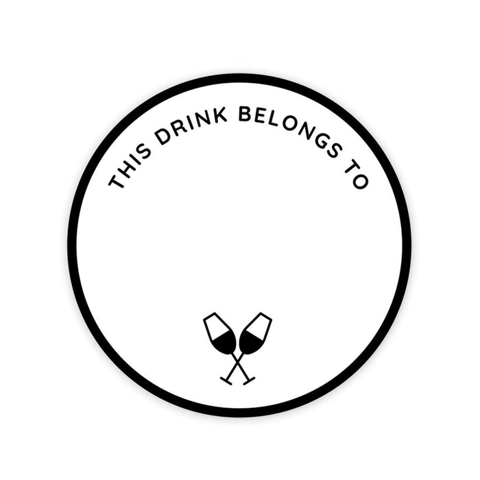 Round Vinyl Drink Stickers, This Drink Belongs To, Blank Drink Labels for Cocktail Party-Set of 80-Andaz Press-This Drink Belongs To Clinking Glasses-