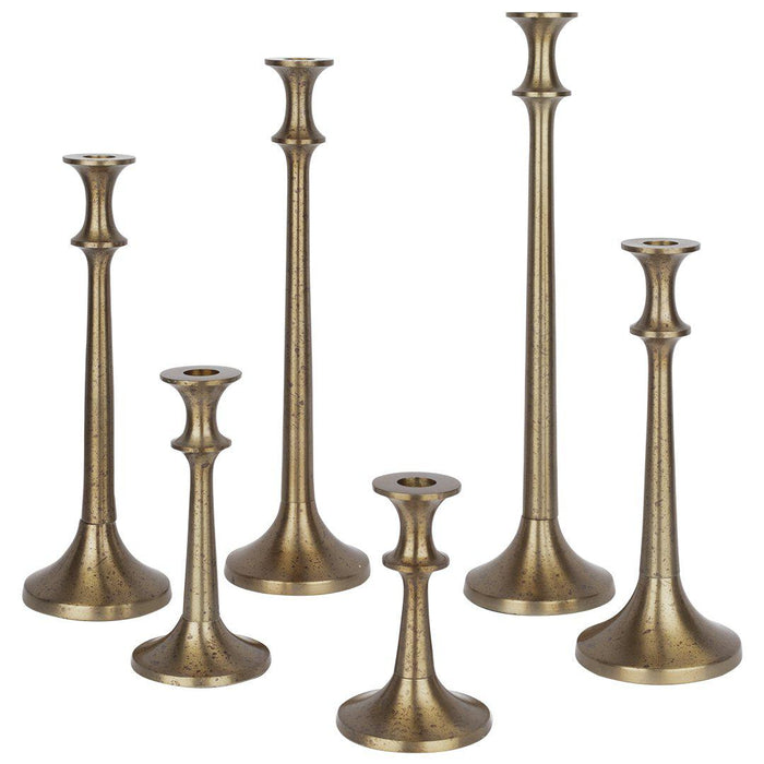 Rustic Antique Taper Candlestick Holders Assorted Candle Holders for Centerpieces-Set of 6-Koyal Wholesale-Antique Gold-