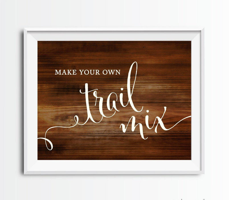 Rustic Wood Wedding Favor Party Signs-Set of 1-Andaz Press-Build Your Own Trail Mix-