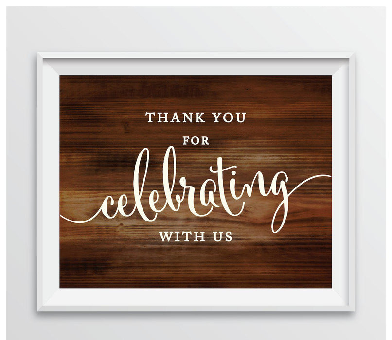 Rustic Wood Wedding Favor Party Signs-Set of 1-Andaz Press-Thank You For Celebrating With Us!-