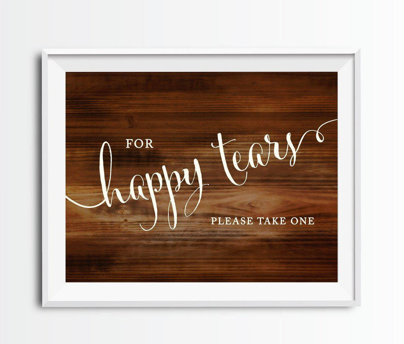 Rustic Wood Wedding Party Signs-Set of 1-Andaz Press-For Happy Tears Tissue-