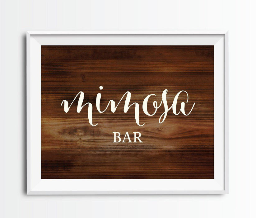 Rustic Wood Wedding Party Signs-Set of 1-Andaz Press-Mimosa Bar-