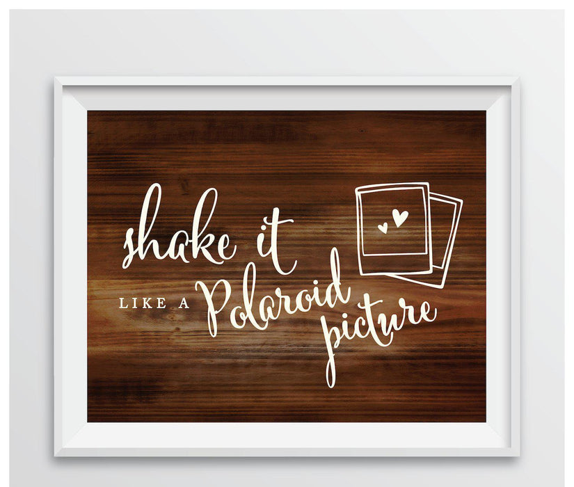 Rustic Wood Wedding Party Signs-Set of 1-Andaz Press-Shake It Like A Polaroid Picture-