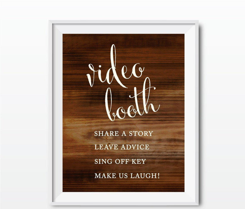 Rustic Wood Wedding Party Signs-Set of 1-Andaz Press-Videobooth - Share A Story-