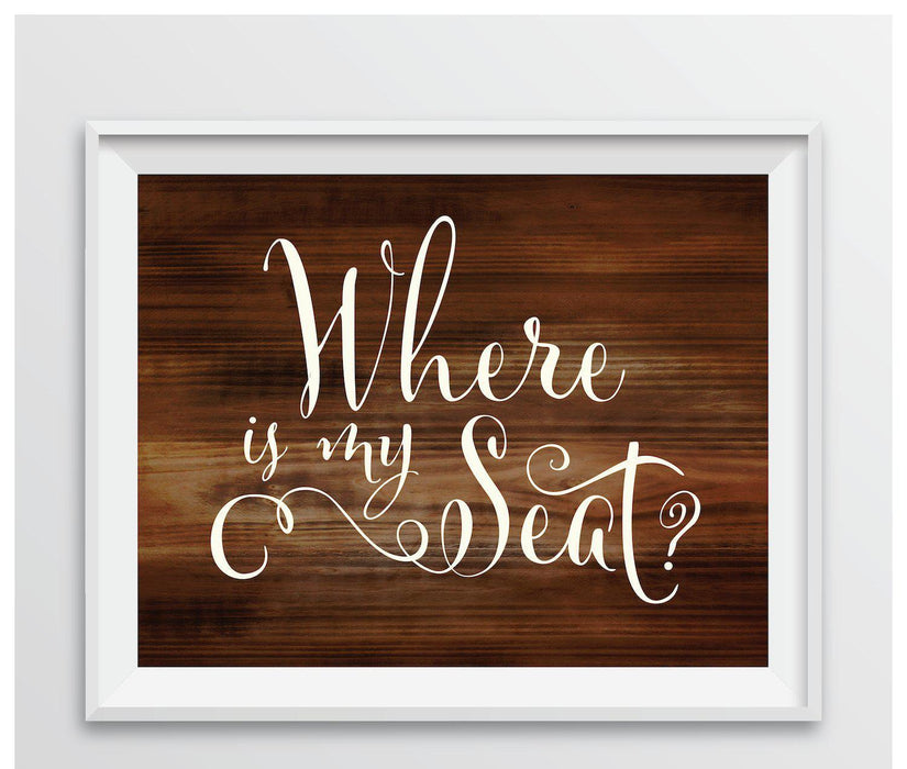 Rustic Wood Wedding Party Signs-Set of 1-Andaz Press-Where Is My Seat?-
