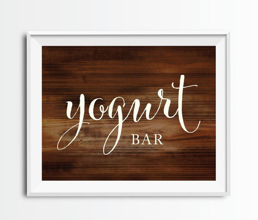 Rustic Wood Wedding Party Signs-Set of 1-Andaz Press-Yogurt Bar-