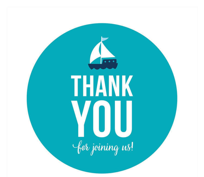 Sail Away Nautical Birthday Circle Gift Labels-Set of 40-Andaz Press-Thank You For Joining Us-