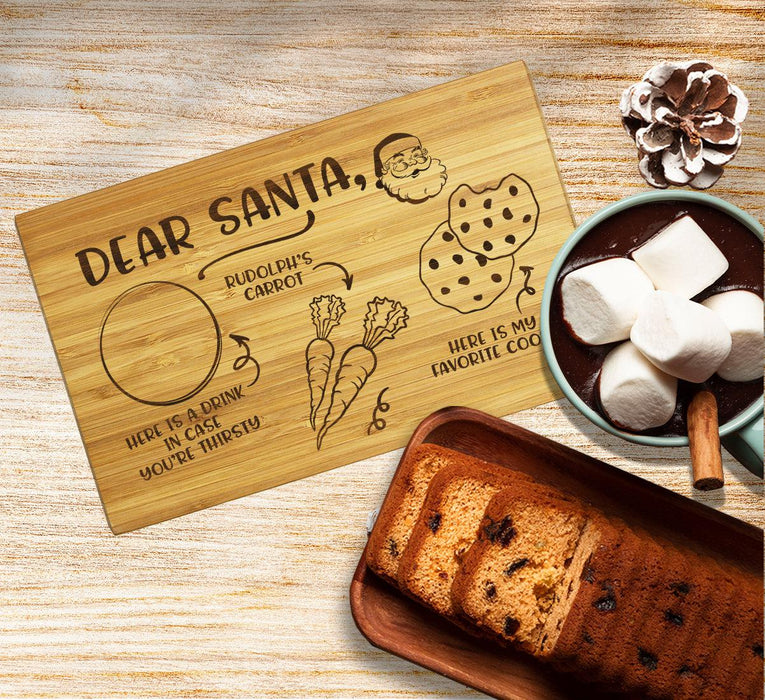Santa Cookie Plate for Kids Dear Santa Tray Milk Cookie Treats for Santa Reindeer Christmas Board-Set of 1-Andaz Press-Dear Santa Claus Design-
