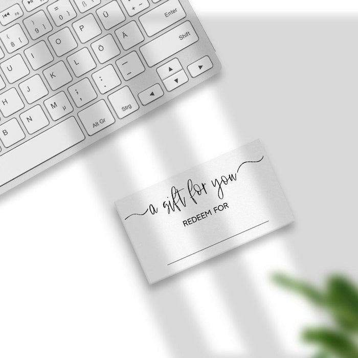Script Blank Coupon Is Redeemable For Voucher Cards, Redeem Discount Small Business-Set of 100-Andaz Press-Script Design-
