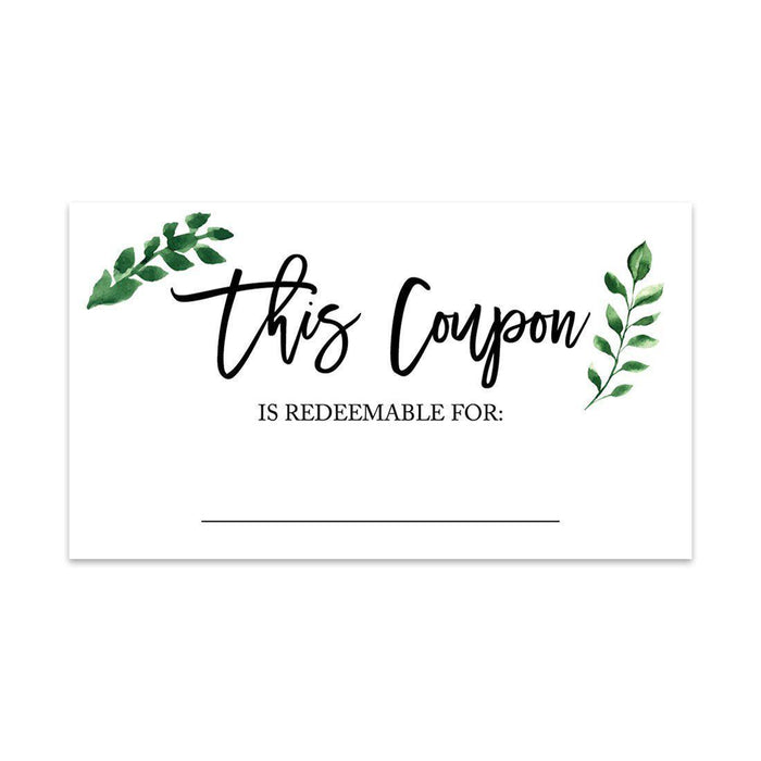 Script Blank Coupon Is Redeemable For Voucher Cards, Redeem Discount Small Business-Set of 100-Andaz Press-Greenery Minimal Stems-