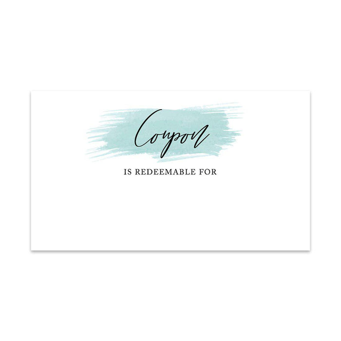 Script Blank Coupon Is Redeemable For Voucher Cards, Redeem Discount Small Business-Set of 100-Andaz Press-Teal Watercolor Wash-