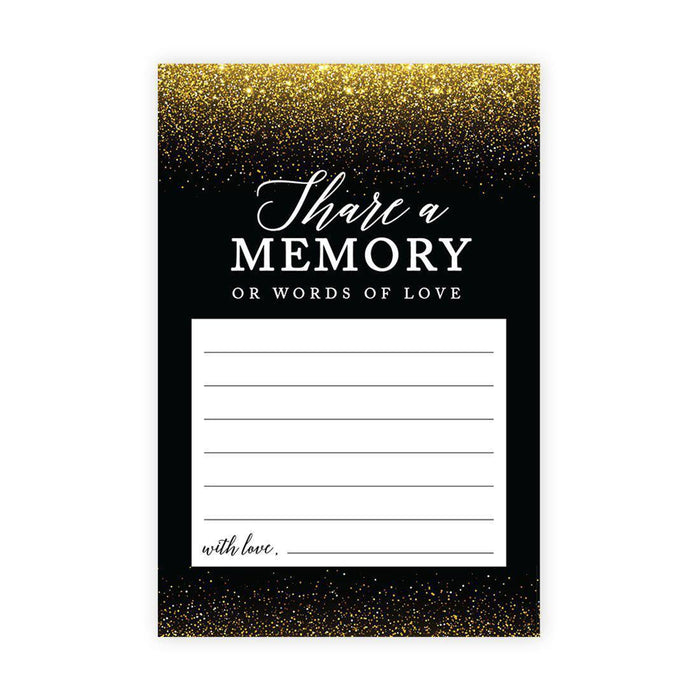 Share a Memory Cards, Cards for Wedding, Celebration of Life, Life Memories Design 1-Set of 52-Andaz Press-Black with Gold Speckles-