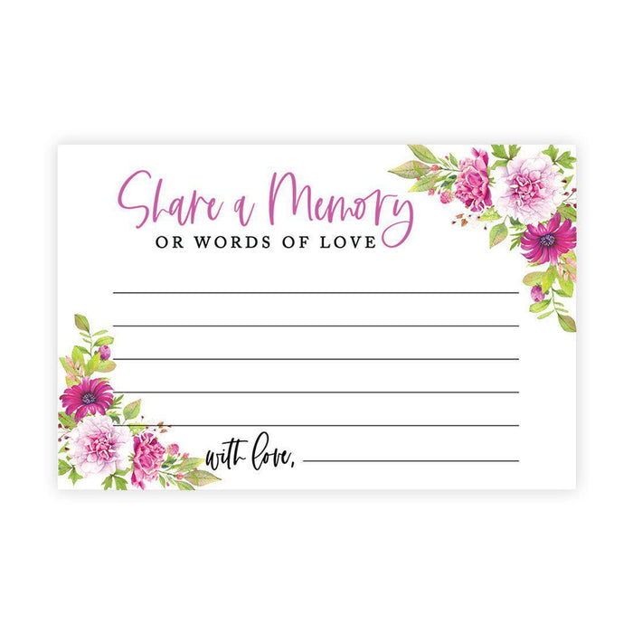 Share a Memory Cards, Cards for Wedding, Celebration of Life, Life Memories Design 1-Set of 52-Andaz Press-Fuchsia Florals-