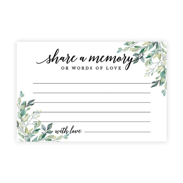 Share a Memory Cards, Cards for Wedding, Celebration of Life, Life Memories Design 1-Set of 52-Andaz Press-Greenery Leaves-