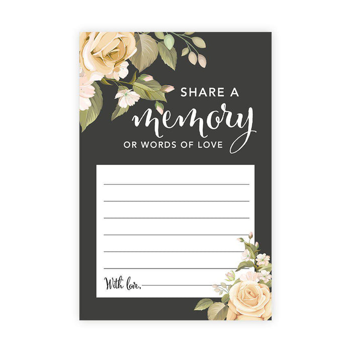 Share a Memory Cards, Cards for Wedding, Celebration of Life, Life Memories Design 1-Set of 52-Andaz Press-Ivory Roses-