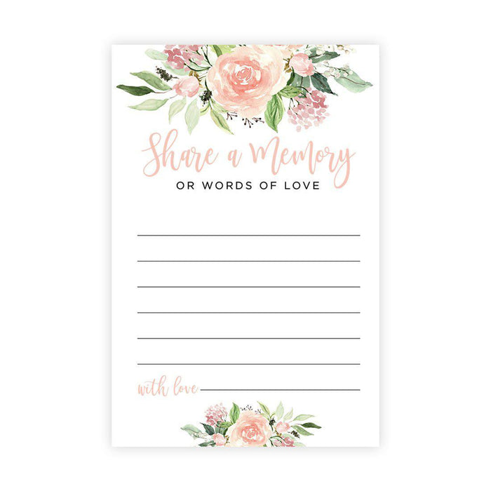 Share a Memory Cards, Cards for Wedding, Celebration of Life, Life Memories Design 1-Set of 52-Andaz Press-Peachy Roses-